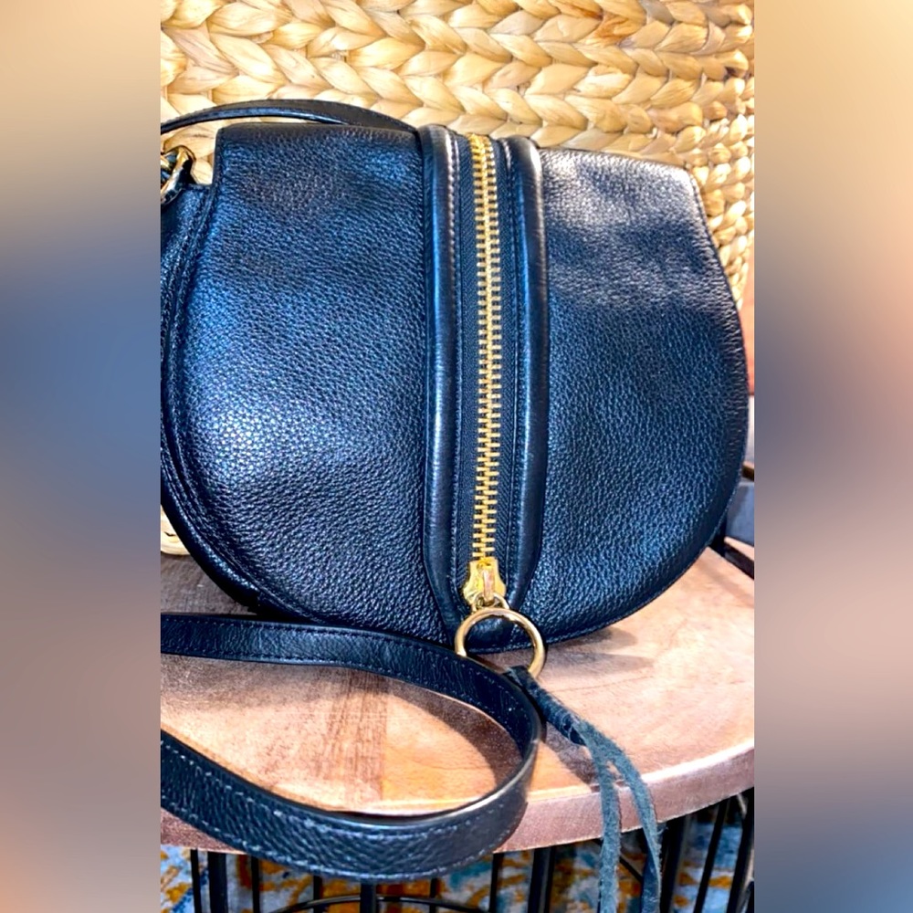 Rebecca Minkoff pebble leather black mara saddle bag crossbody